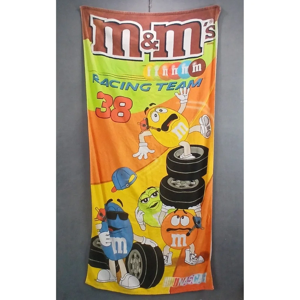 M&M's Racing Team #38 NASCAR Beach Towel Multicolor Cartoon Fleece Winter 68x35